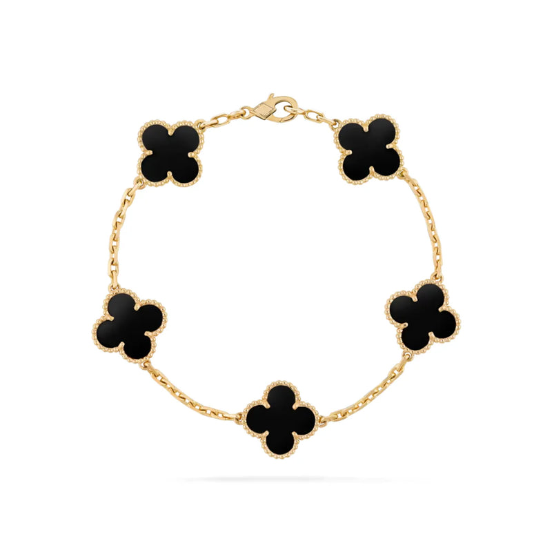 Pulseira Vintage Alhambra 5 Trevos - Preto Semijoia