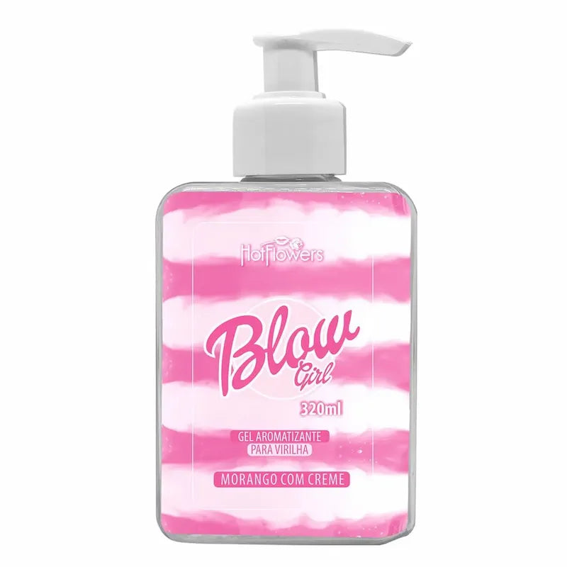 Blow Girl Gel Aromatizante Para Virilha Morango com Creme 320ml Hot Flowers